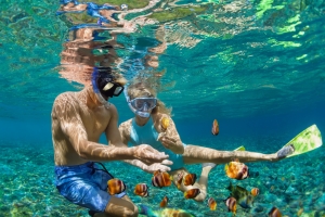 Couple snorkeling