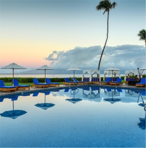 Royal Lahaina's outdoor pool during sunset